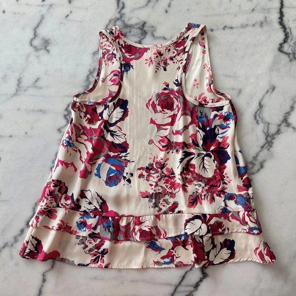 Eight Sixty Cream and Floral Silk Tank - Picture 9 of 10